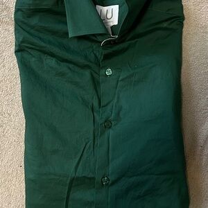 Dark Green Linea Uomo Men’s Long Sleeve Dress Shirt